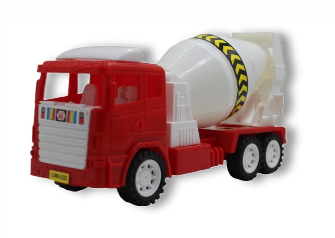 Neoinsta Small Size Friction Powered Plastic Cement Mixer Truck Toys for Kids | Engineering Trucks | Construction Trucks Vehicle Toys (Red and White) (B0C8ZF2YMR) Amazon Price History, Amazon Price Tracker
