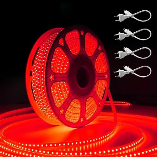 Image of Forus 40 Meter LED Rope Strip Light | Waterproof Outdoor Flexible Decorative Lighting | LED Neon Rope Light for Diwali, Christmas, Balcony, Ceiling & Home Decor, Red 1Pc with 4 Connectors