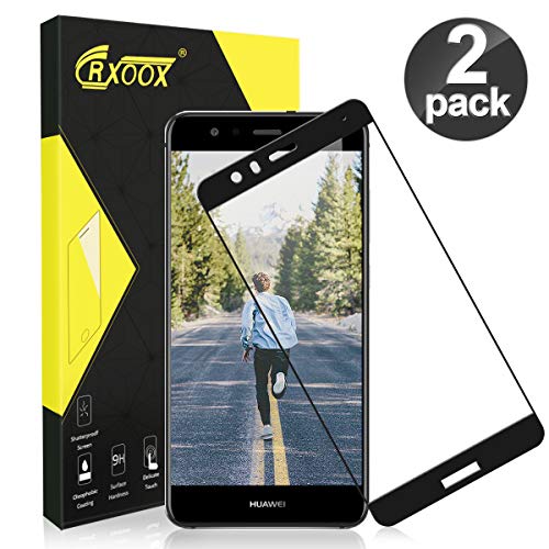 CRXOOX Vetro Temperato per Huawei P10 Lite 2 Pack Vetro Protezione Senza Bolle d'Dria Pellicola Vetro 9H AntiGraffio Pellicole Protettive Anti Urto Screen Protector per Huawei P10 Lite Nero