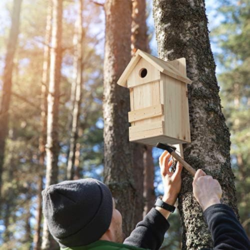 Relaxdays Nesting Box, Hanging Birdhouse, Untreated Wood, Opening Ø 2,8 cm, 25 x 16 x 14 cm, Natural
