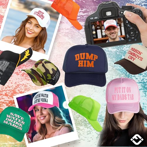 Image of Funky Junque Foam Trucker Hat, Trucker Hats for Women & Men - Blank Adjustable Snapback Mesh Back Baseball Cap