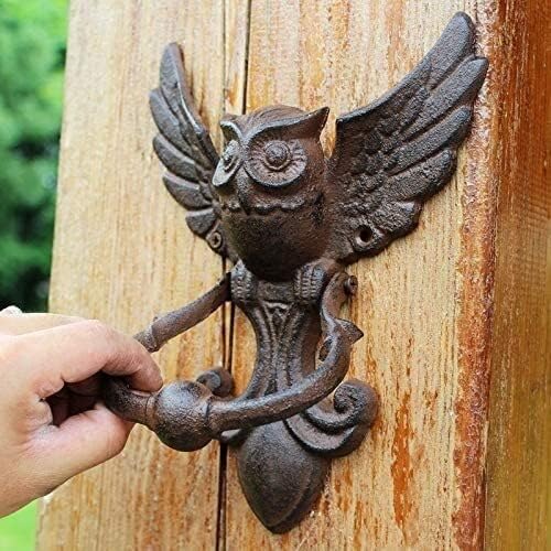Front Door Knocker for Decoration Owls Cast Iron Door Knocker, Vintage Outdoor Gate Knocker Door Knobs for Garden Courtyard, Excellent Front Door Knocker