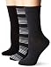 No Nonsense Women's Flat Knit Crew Sock, 3 Pair Pack, Striped-Black/Grey, 4-10