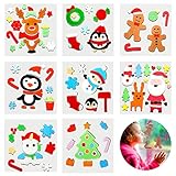 8 Sheets Christmas Gel Window Clings Window Gel Clings Winter Window Sticker with Santa Claus...