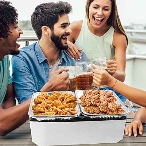 Restlrious Chafing Dish Buffet Set Disposable Full Size Aluminum Buffet Serving Kit, 2 Pack of Chafer Stand Kit for Food Warmer in 42 Pieces w/Fuel Tanks, Pans & Utensils, for Parties Events BBQ