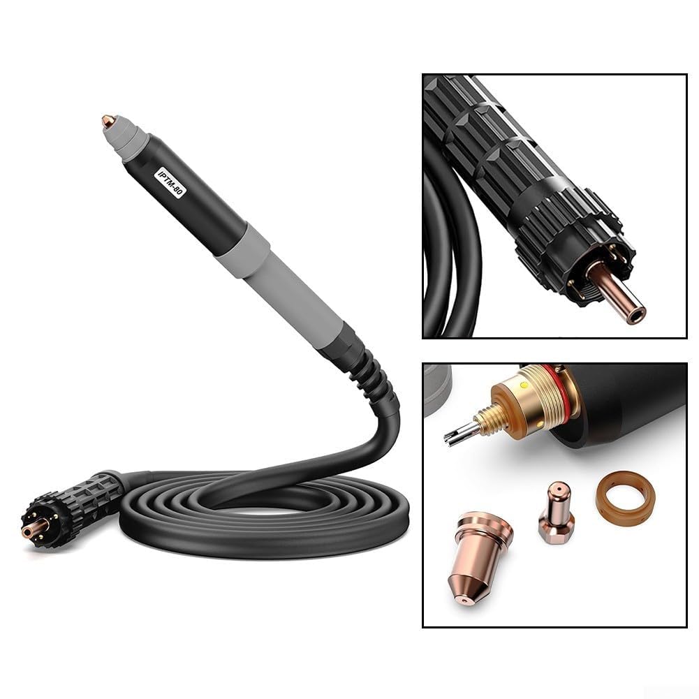 PTM-80 IPTM-80 Cortador de plasma Cabeza de antorcha recta con cable de 20 pies Punta de aleación de cobre 80A Non-HF Pilot Start para LOTOS LTP7500 para PRIMEWELD para Bestarc BTC800XP para Everlast