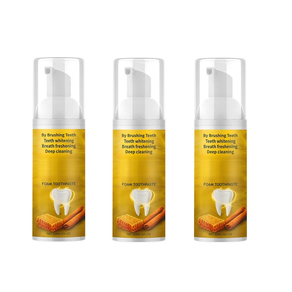 Pasta de dientes de espuma a base de hierbas for una limpieza suave de los dientes, aliento fresco y cuidado diario: menta refrescante, rutina bucal calmante, eliminación de manchas(3pcs)