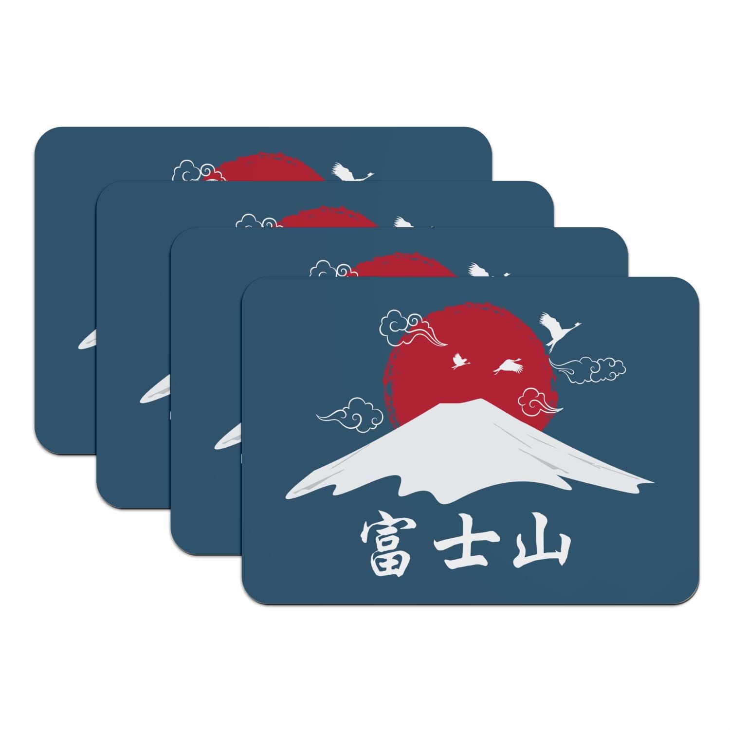 Set de table lavable protection caoutchouc anti-rayure grand format bleu paysage Mont Fuji