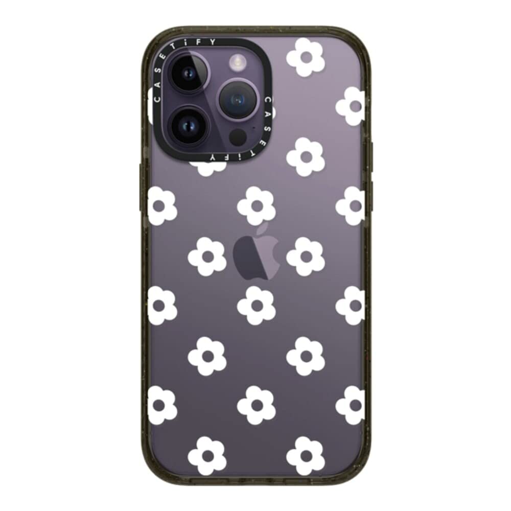 CASETiFY インパクト iPhone 14 Pro Max ケース [MIL規格準拠 (4x MIL-STD-810G)/2.5mからの落下試験をクリア] - Ditsy Daisies White - グロッシー ブラック