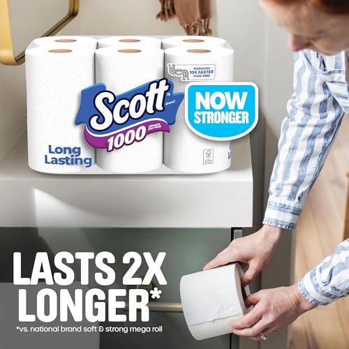 Image of Scott 1000 Toilet Paper, 8 Rolls, Septic-Safe, 1-Ply Toilet Tissue