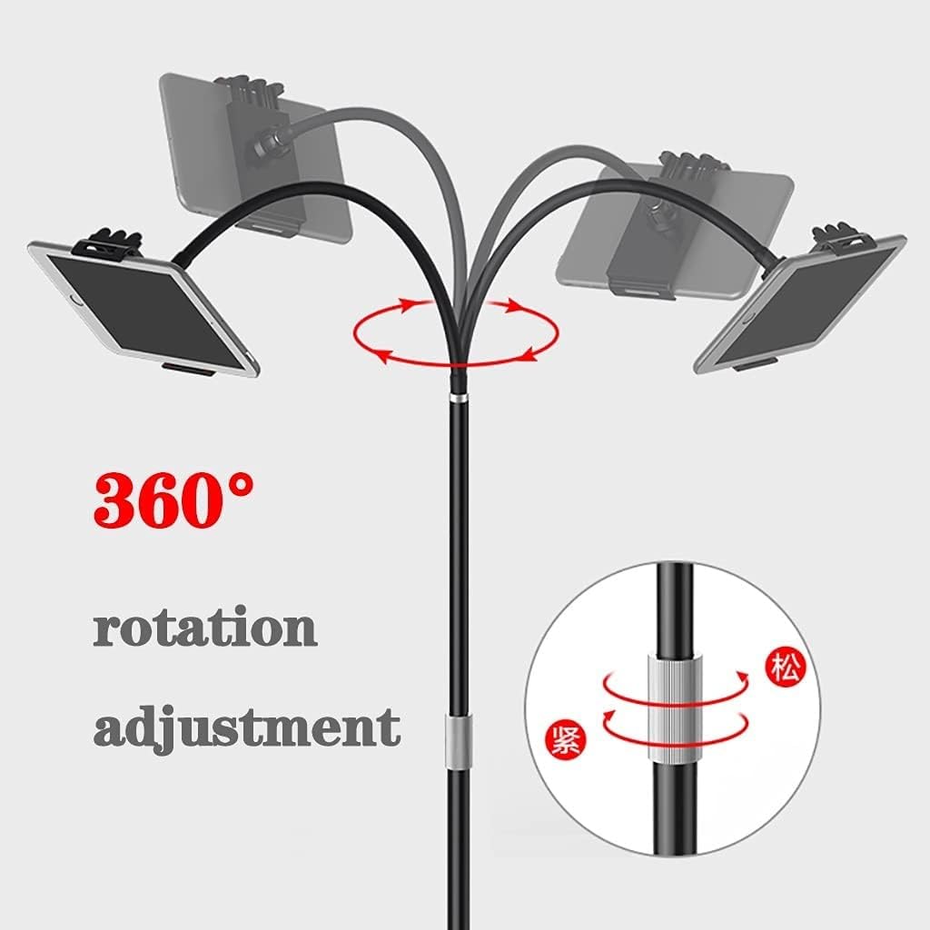 Soporte ajustable para libros con cuello de cisne flexible, soporte giratorio de 360° para leer, estar de pie, sentado o acostado