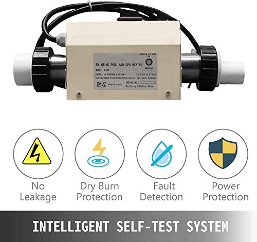 220V 240V 3Kw Electric Pool Water Heater For Above Ground Inground Pool,Upgrade Portable Spa Water Bath Heater Thermostat Swimming Pool Thermostat Heater Pump #TOP1