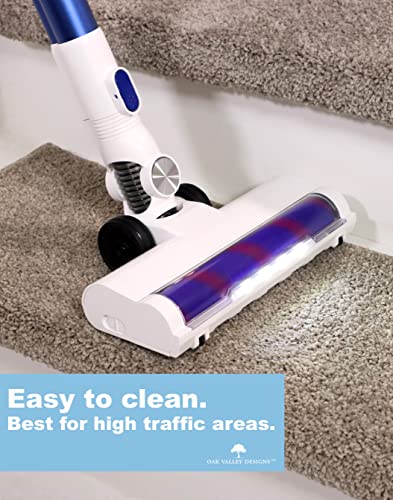 Oak Valley Designs™ Rounded Bullnose Carpet Stair Tread - Anti Slip Indoor Stair Mats For Wooden Stairs, Style: Stoney Brook, Castle 27" W X 9.75" D (Single) #TOP3