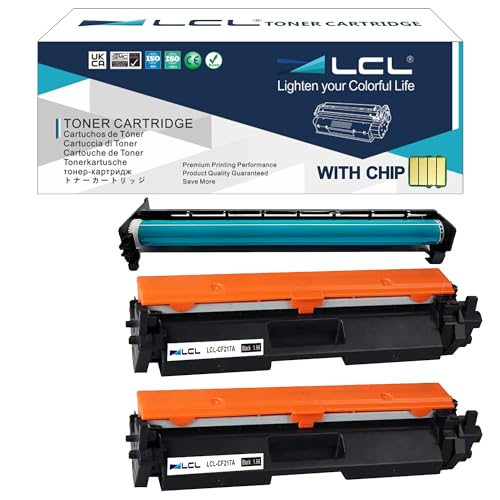 LCL 17A CF217A Cartucho de Tóner Compatible 19A CF219A Tambor (3Pack, 2Toner + 1Tambor) Reemplazo para HP LaserJet Pro M102 M102a M102w LaserJet Pro MFP M130 M130a M130fn M130fw M130nw M132 M132a