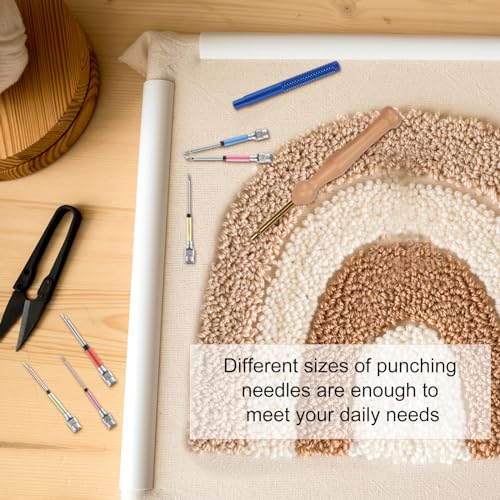 Image of 16pcs Punch Needle Kits, Punch Needle Tool Punch Needle Embroidery Kit Sewing Art Needles with 6 Sizes Bare Needles Punch Needle Heads for Adults Beginner Floss Cross Stitch DIY Craft