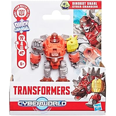 Transformers CYBERWORLD Dinobot Snarl Cyber Changers 4-Inch Action Figure, Quick Change to Dino Mode, Robot Toys for Boys and Girls 6 and Up