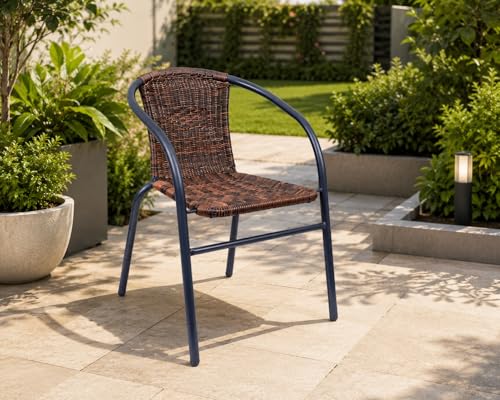 Image of Creative Rattan Outdoor Chair Comfortable Patio & Garden Seating | Strong MS Steel Galvanized Frame with Handwoven Finish | Perfect for Cafe, Balcony & Backyard (Pack of 1)