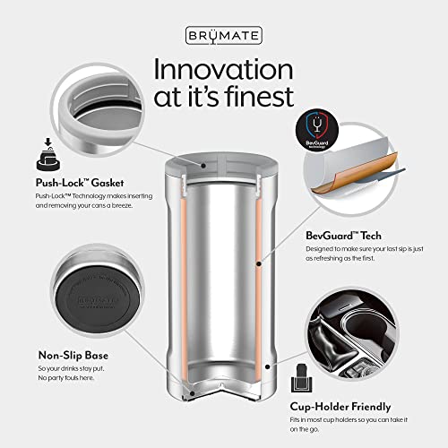 Brümate Hopsulator Trio 3-In-1 Insulated Can Cooler For 12Oz / 16Oz Cans + 100% Leak Proof Tumbler With Lid | Can Coozie Insulated For Beer, Soda, And Energy Drinks (Stainless Steel) #TOP5