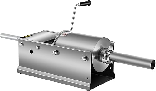 Miniatura 8 de Happybuy Embutidora de salchichas horizontal 3L7 libras, máquina manual de embutido con 5 boquillas de relleno, máquina de relleno de salchichas