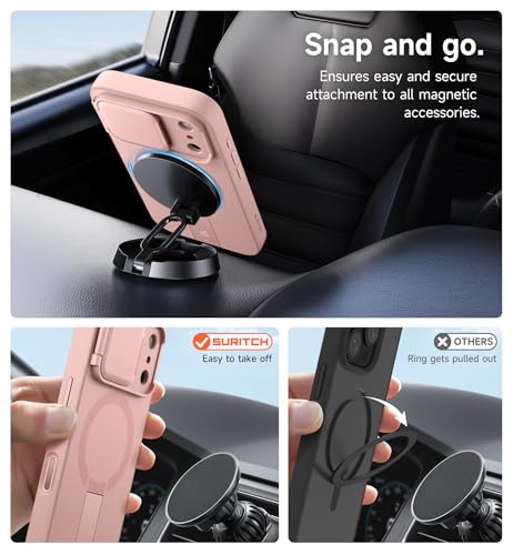 Image of SURITCH for iPhone 17 Pro Max Case with Camera Control Cover, Camera Cover and Adjustable Kickstand, Compatible with MagSafe, Shockproof Bumper Protective Cases 6.9 Inch, Pink