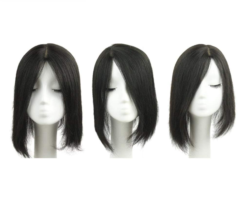 Straight Human Hair Forehead Toppers for Women Baldness, Thick Topper Wig Hairpieces for Thinning Hair with Bangs, 16"