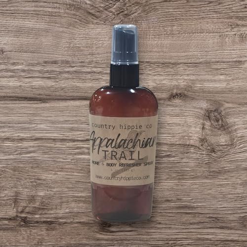 Country Hippie Co Home + Body Refresher Spray – Alcohol-Free, Skin-Safe Room & Linen Mist – 4 oz Amber Bottle – Choose from 10 Signature Scents (Appalachian Trail)
