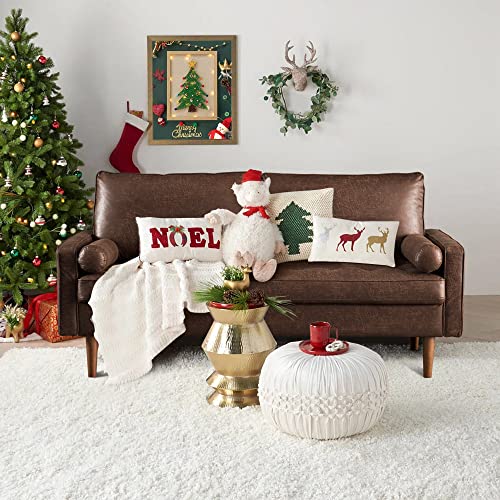 XIZZI Rivet Aiden Mid-Century Modern Loveseat Sofa with Square Arm and Wood Grain Legs for Living Room,69.68' W Dark Brown