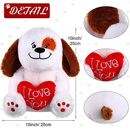 Plush Stuffed Animals 10 Inch Cute Plush Animals Holding Red Heart Soft Plush Toy For Valentine's Day, Wedding, Anniversary, Mother's Day, Birthday Present (Puppy Dog) #TOP1