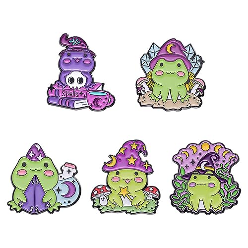 Frog Brooch Set Magic Frog Shape Brooch Badge Cute Animal Series Hard Oil Drip Enamel Pins Cute Magic Frog Metal Badge Hat Bag Lapel Pin Jewelry Girls for Women Gifts Children