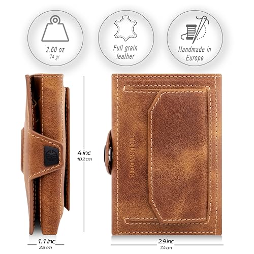 TRUSADOR Unisex Toscana AirTag Holder Leather Wallets (AirTag & Coin Holder, Cognac)2