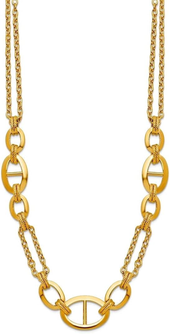 JewelryWeb 13.51mm 14k Solid Yellow Gold Polished Multi-strand Fancy Link Necklace 18 Inch Strand Necklace for Women