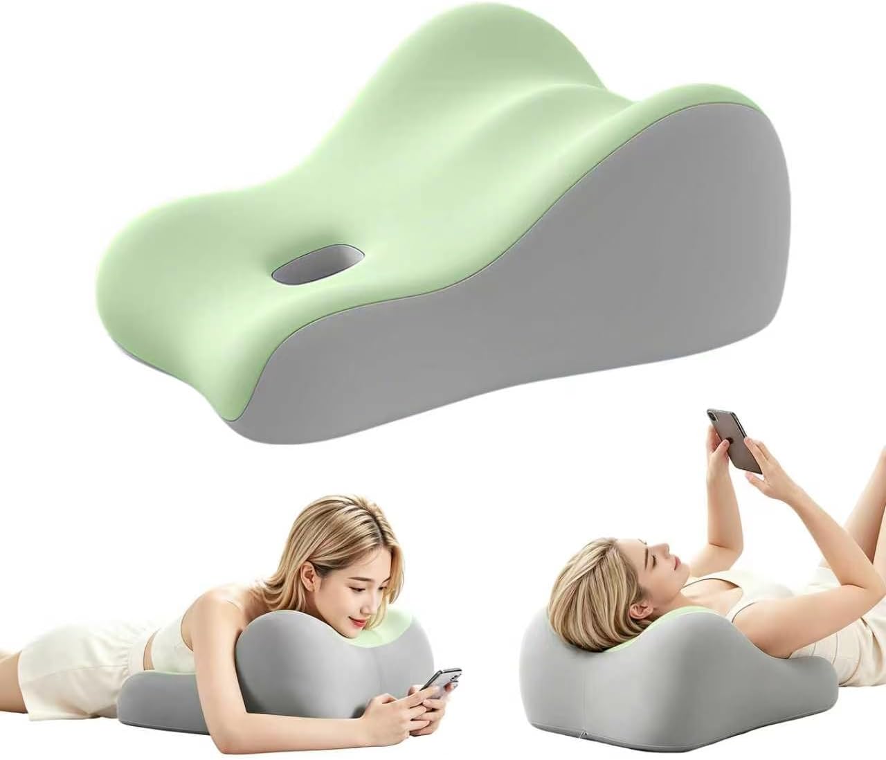 Ergonomic Memory Foam Wedge Pillow for Sleeping & Reading- Grey