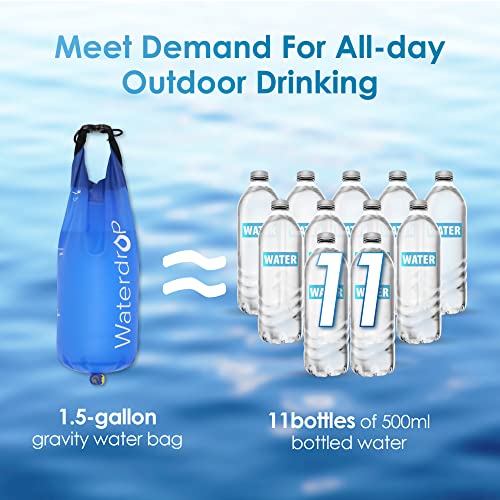 Waterdrop Gravity Water Filter Straw, Camping Water Filtration System, Water Purifier Survival For Travel, Backpacking And Emergency Preparedness, 1.5 Gal Bag, 5 Stage Filtration, Green #TOP4