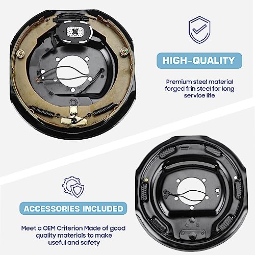Image of SEHNSUCHT Trailer Electric Brakes, 1 Pair of Electric Brake Assembly 12 inch X 2 inch for 5200lb 6000lb 7000lb Axle (Set 2: 1 Left+1 Right)