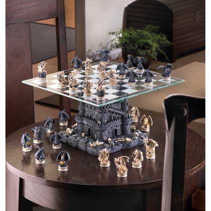 Black Tower Dragon Chess Set