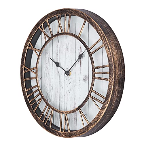 NESIFEE 12-Zoll-Vintage-Wanduhr, Erhabene arabische 3D-Zahl, römischen Ziffern, Wanduhr im Landhausstil, leise, Nicht tickende, batteriebetriebene Wanduhren für die Wohnzimmerküche… Cover