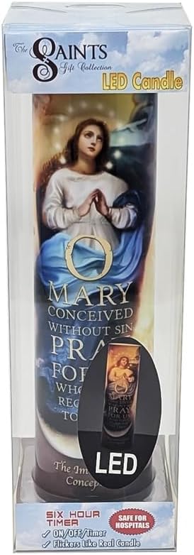 Immaculate Conception, LED Flameless Devotional Prayer Candle, THE SAINTS COLLECTION