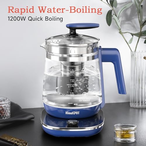 Hot-Tea-Maker-Glass-Electric-Kettle-with-Tea-Infuser-and-Temperature-Control15L-Stainless-Steel-Tea-Maker-1200W-Rapid-BoilingProgrammable-Control-for-your-Favorite-Teas-and-CoffeeBlue Hot Tea Maker Glass Electric Kettle with Tea Infuser and Temperature Control15L Stainless Steel Tea Maker 1200W Rapid BoilingProgrammable Control for your Favorite Teas and CoffeeBlue