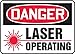 Accuform MRAD021VS Adhesive Vinyl Safety Sign, Legend "Danger Laser Operating" with Graphic, 7" Length x 10" Width x 0.004" Thickness, Red/Black on White