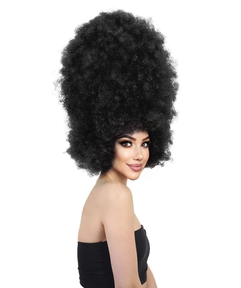 Super Sized Jumbo Afro Wig with Multiple Colors | Large Curly Texture Classic Bonded 70s Outfits Synthetic Afro Wig for Halloween, Cosplay, and Parties, Black
