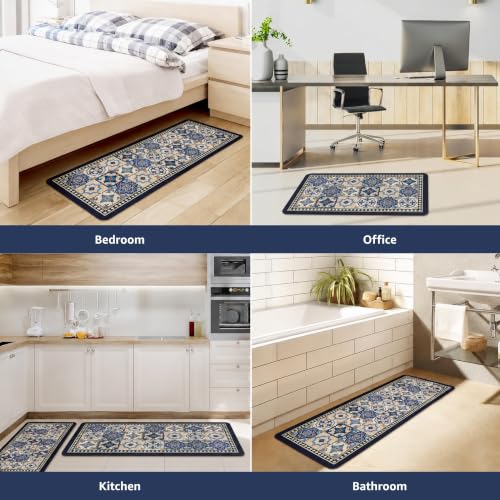 Image of Amazon Brand - Solimo Silicone Kitchen & Bath Mat (Pack of 2) | Multi color with black colored border| Anti-Fatigue Comfort Foam | Waterproof & Anti-Slip | 60 x 40 cm & 40 x 120 cm| Quick-Dry & Easy Clean