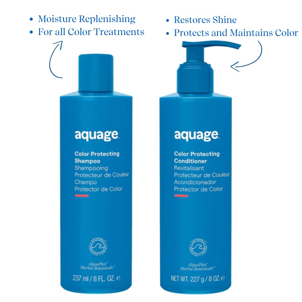AQUAGE Color Care Regimen Bundle, Color Protecting Shampoo & Conditioner, Restore Health and Shine, Maintain Color Treated Hair, 8 Oz. Each