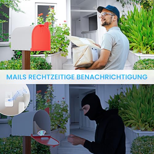 Briefkasten Alarm Mailbox Alert Benachrichtigungssystem für Briefkästen, 600 Fuß Reichweite, drahtloser, wetterfester Briefkastensensor mit LED-Anzeige und akustischen Erinnerunge für zugestellte Post