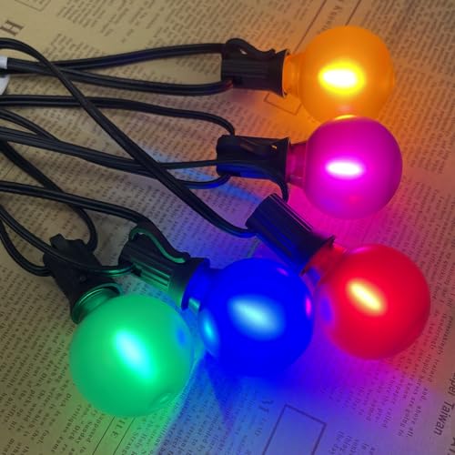 Image of GOOTHY 25 Pack G40 Frosted Multicolor LED String Light Bulbs, E12 /C7 Candelabra Base Christmas Globe Replacement Bulbs for Indoor Outdoor, 0.6W Shatterproof LED Night Light Bulbs