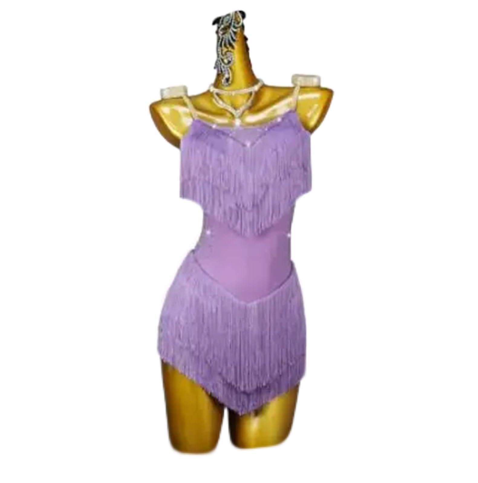 Latin Tanzkleid Latin Dance Kleid Frau Quaste Professionelle Wettbewerb Anzug Bühne Kostüm Für Tanz(Yellow 1,XXS)