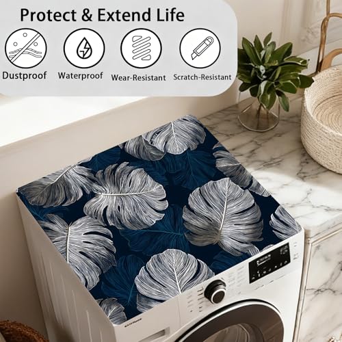 Image of Washer Dryer Top Cover Mat, Non-Slip Laundry Room Decor, Laundry Room Kitchen Appliance Decor Protector Universal 23.6 inchx19.7 inch (Leaf 3)