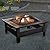 Pure Garden 50-155 Wood Burning Fire Pit Set Includes Screen, Cover and Log Poker-for Outdoor and Patio, 32-inch Marble Tile Square Firepit, Bronze