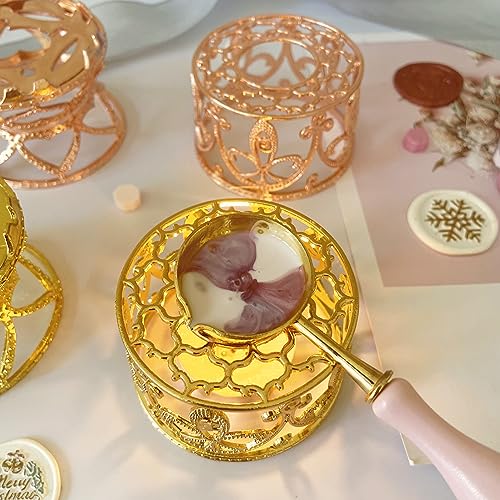 Metal Wax Seal Warmer Kit with Spoon and Stirring Stick, for Wedding Wax Envelope Seal Stamp (Rose Gold Bird\'s Nest Stove)