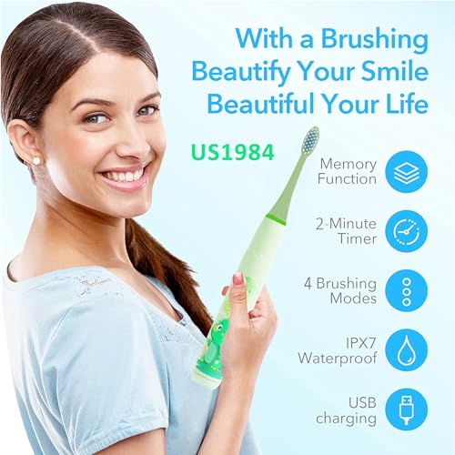 Image of Sonic Electric Toothbrush for Adults with 3 Brush Heads & 4 Cleaning Modes, Rechargeable Electric Toothbrush with 2 Minute Timer & 18000 Strokes /min with 30 days Long Battery Life (Blue, Green)
