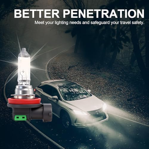 Wuzno H11 Headlight Bulb, Halogen 12v 55w, Standard 3800K Warm White, Clear Light High Low Beam Fog Light Replacement Super Bright 2 pack